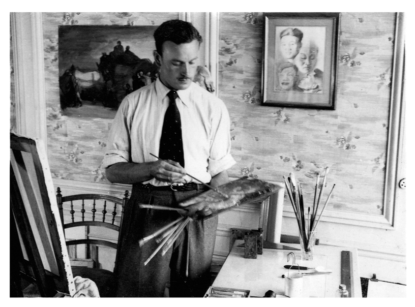 1941 - Roger Aliquot dans son atelier 9 rue Charles Gille à Tours