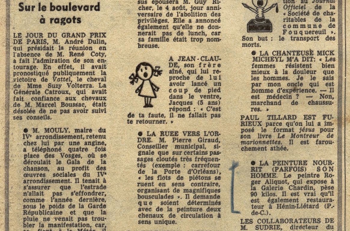 France Soir - les Potins de la commère du 27 juin 1956