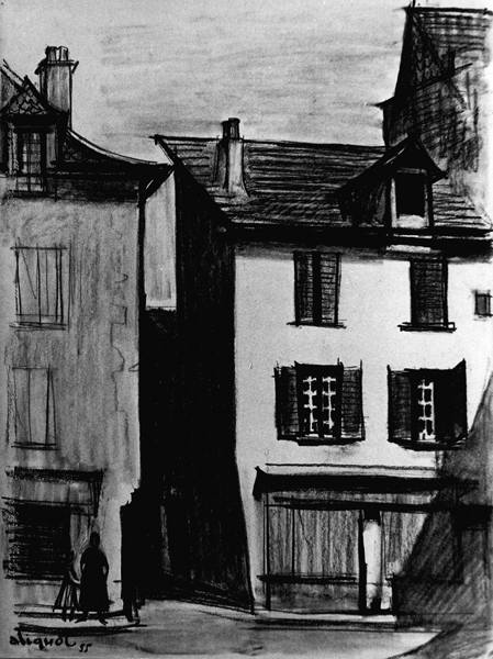 Vieilles maisons à Saint-Geniez-d'Olt - Aveyron - 1955 