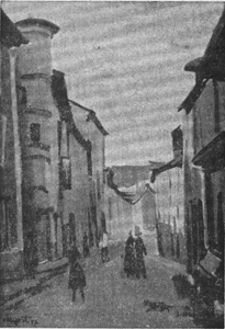 1957 - Rue de Saint-Geniez-d'Olt, Gouache, (Photo de presse)