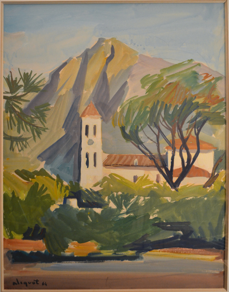 Le Clocher de Marbella (Espagne) - 1964 gouache sur Raisin