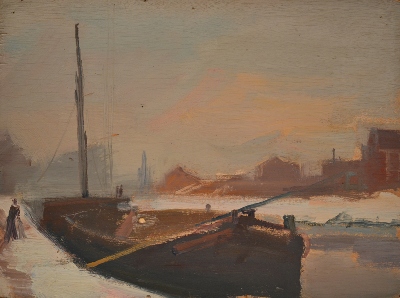Péniche sous la neige - 1942
