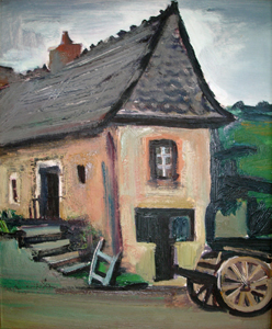 1955 ? - Maison de la grand-mère de Roger Aliquot à Lunet - Prades d'Aubrac (12, Huile