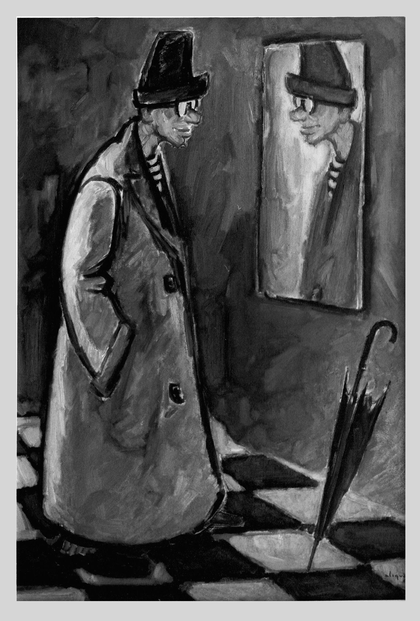 1965 - Personnage au chapeau, huile, photo d'archive