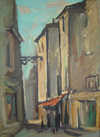 1966 - rue de la rivière à Saint-Geniez d'Olt, Huile
