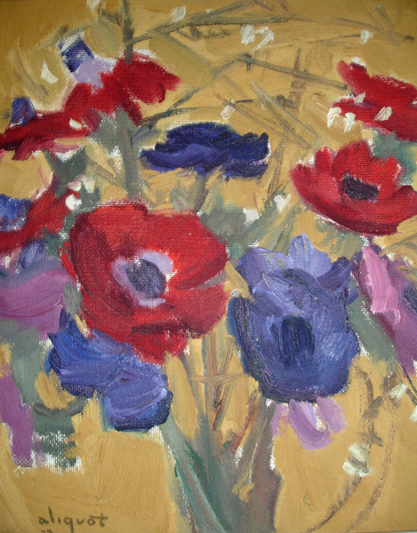 Fleurs rouges sur fond jaune - 1972